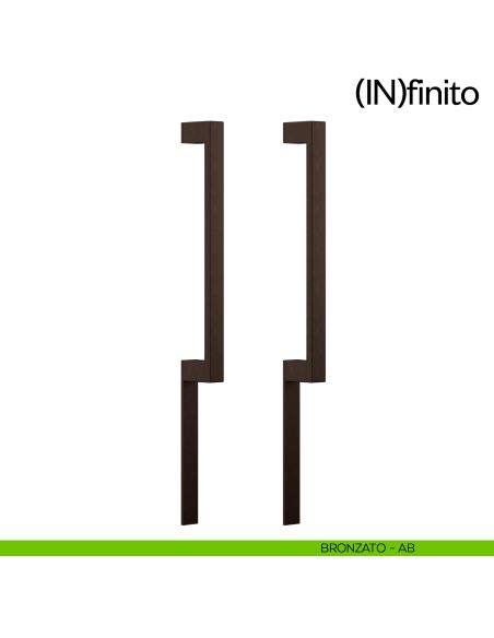 Maniglione per porta Infinito placca corta dnd handles accoppiato bronzato