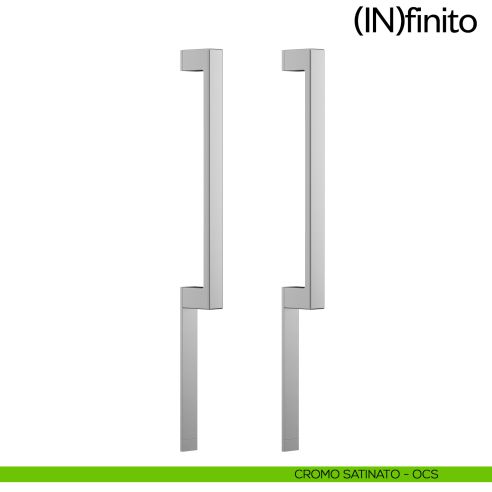 Maniglione per porta Infinito placca corta dnd handles accoppiato cromo satinato