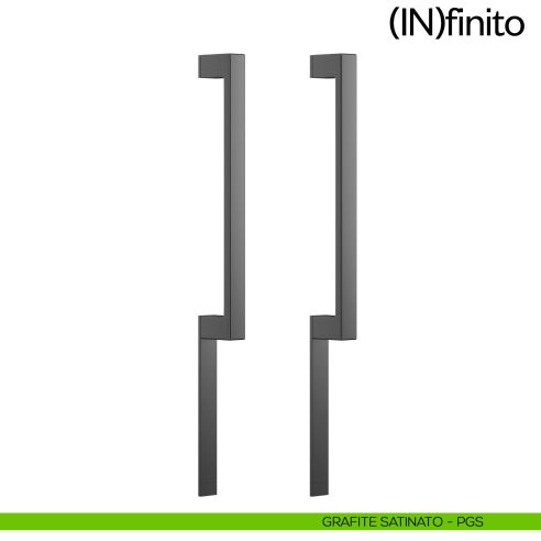 Maniglione per porta Infinito placca corta dnd handles accoppiato grafite satinato
