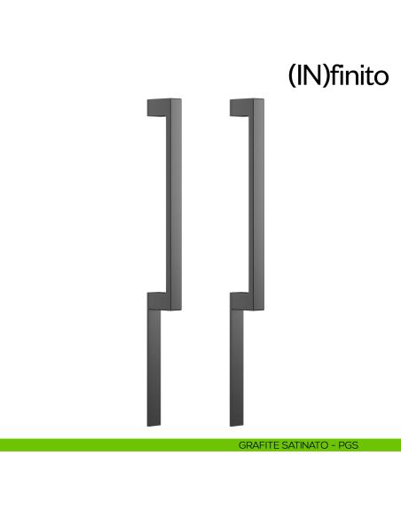 Maniglione per porta Infinito placca corta dnd handles accoppiato grafite satinato