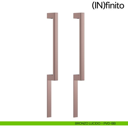 Maniglione per porta Infinito placca corta dnd handles accoppiato bronzo lucido