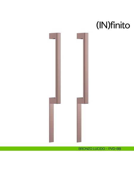 Maniglione per porta Infinito placca corta dnd handles accoppiato bronzo lucido