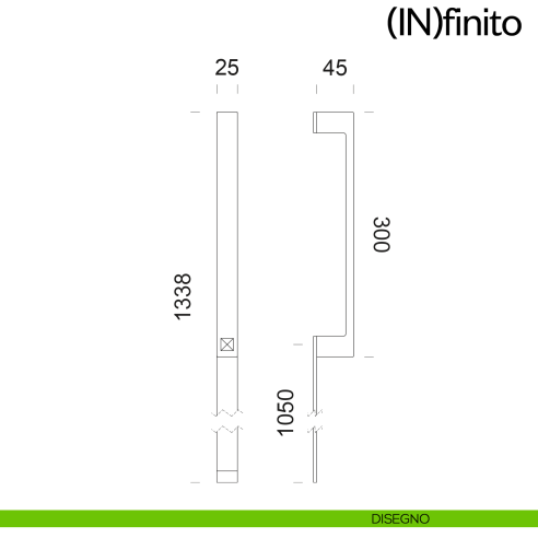 Maniglione per porta Infinito placca lunga dnd handles singolo disegno