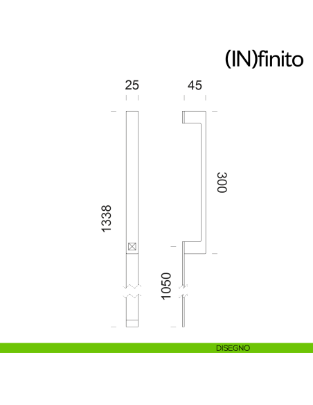 Maniglione per porta Infinito placca lunga dnd handles singolo disegno