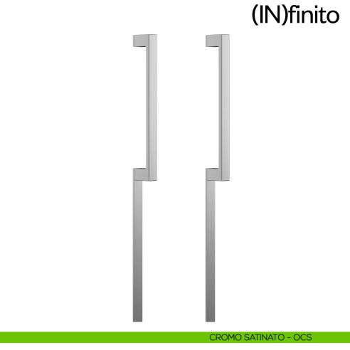 Maniglione per porta Infinito placca lunga dnd handles accoppiato cromo satinato