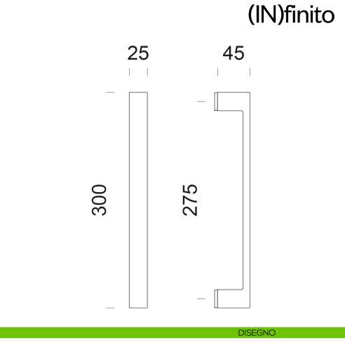 Maniglione per porta Infinito dnd handles singolo disegno