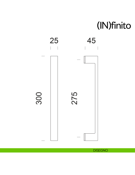 Maniglione per porta Infinito dnd handles accoppiato disegno