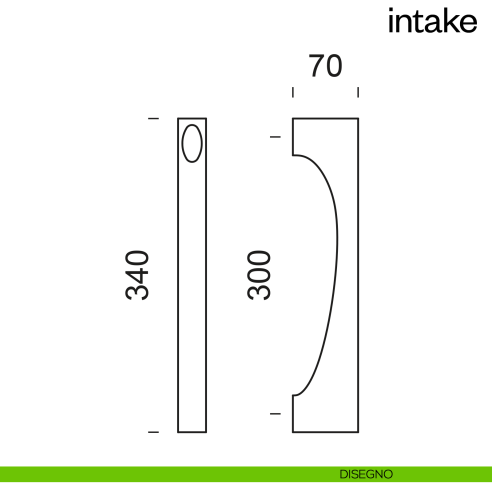 Maniglione per porta Intake dnd Handles singolo disegno