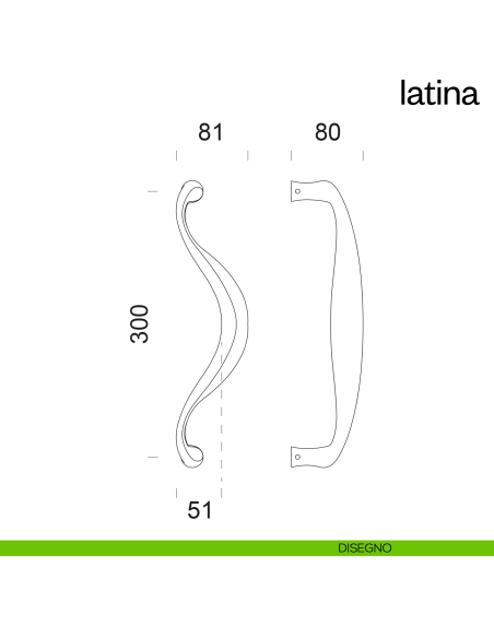 Maniglione per porta Latina dnd Handles singolo disegno