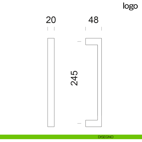 Maniglione per porta Logo dnd Handles accoppiato disegno