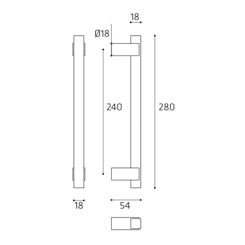 Maniglione per porta Coda Comit singolo disegno