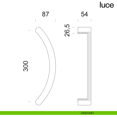 Maniglione per porta Luce dnd Handles accoppiato disegno