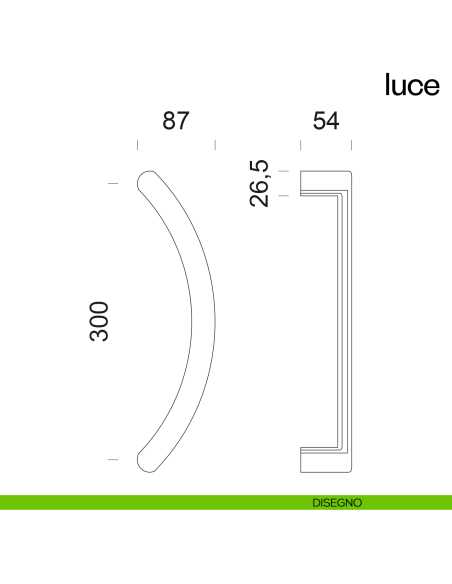 Maniglione per porta Luce dnd Handles accoppiato disegno