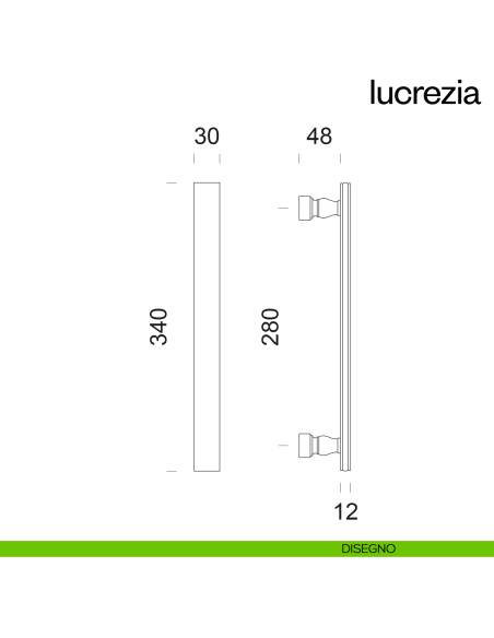 Maniglione per porta Lucrezia dnd Handles singolo disegno