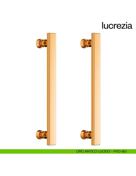 Maniglione per porta Lucrezia dnd Handles accoppiato oro antico lucido