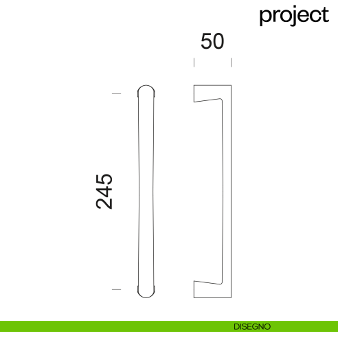 Maniglione per porta Project dnd Handles accoppiato disegno