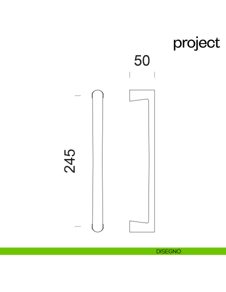 Maniglione per porta Project dnd Handles accoppiato disegno