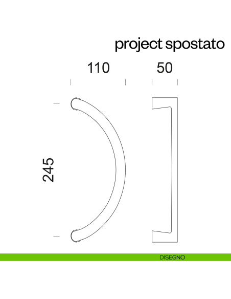 Maniglione per porta Project Zancato dnd Handles accoppiato disegno