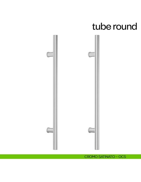 Maniglione per porta Tube Round dnd Handles accoppiato cromo satinato