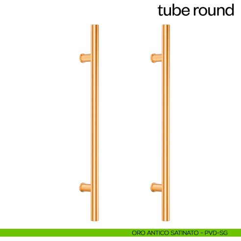 Maniglione per porta Tube Round dnd Handles accoppiato oro antico satinato