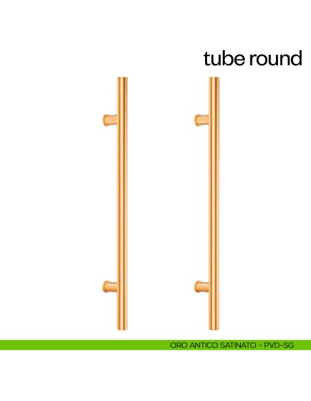Maniglione per porta Tube Round dnd Handles accoppiato oro antico satinato