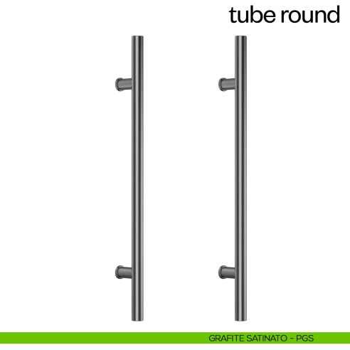 Maniglione per porta Tube Round dnd Handles accoppiato grafite satinato
