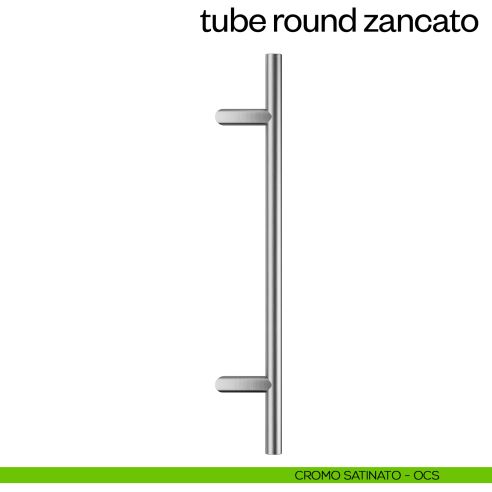 Maniglione per porta Tube Round Zancato dnd Handles singolo cromo satinato