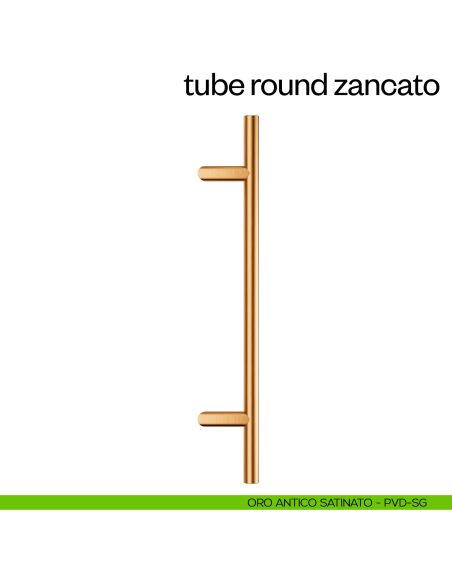 Maniglione per porta Tube Round Zancato dnd Handles singolo oro antico satinato