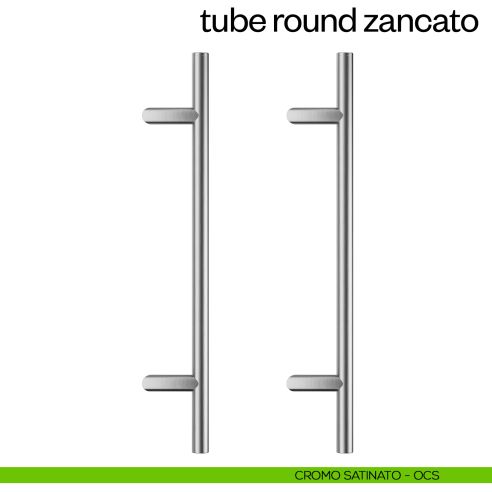 Maniglione per porta Tube Round Zancato dnd Handles accoppiato cromo satinato