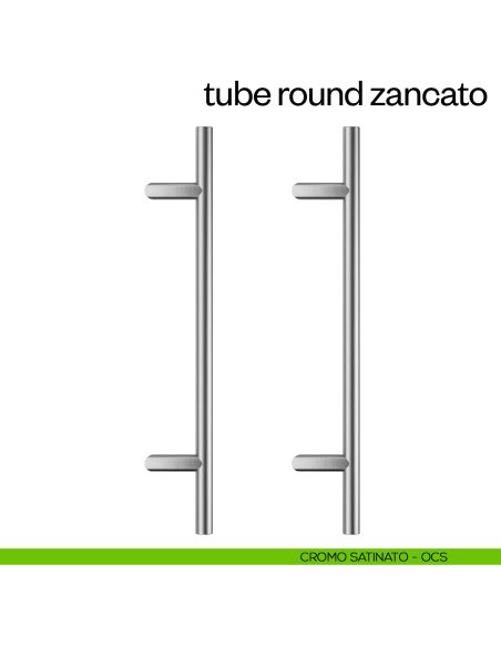 Maniglione per porta Tube Round Zancato dnd Handles accoppiato cromo satinato