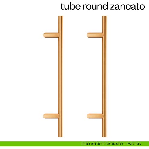 Maniglione per porta Tube Round Zancato dnd Handles accoppiato oro antico satinato