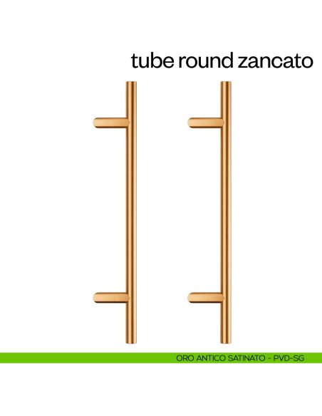 Maniglione per porta Tube Round Zancato dnd Handles accoppiato oro antico satinato