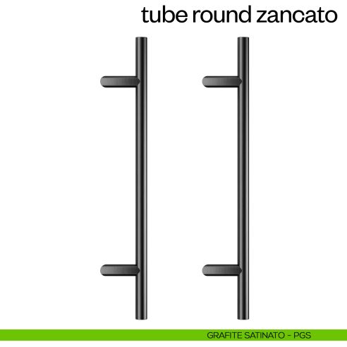 Maniglione per porta Tube Round Zancato dnd Handles accoppiato grafite satinato