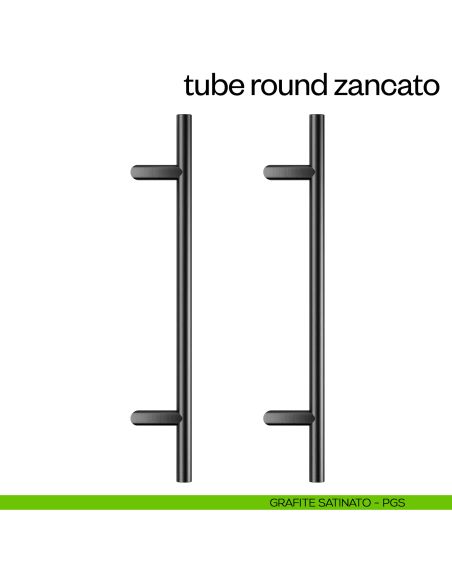 Maniglione per porta Tube Round Zancato dnd Handles accoppiato grafite satinato