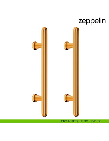 Maniglione per porta dnd handles Zeppelin accoppiato oro antico lucido