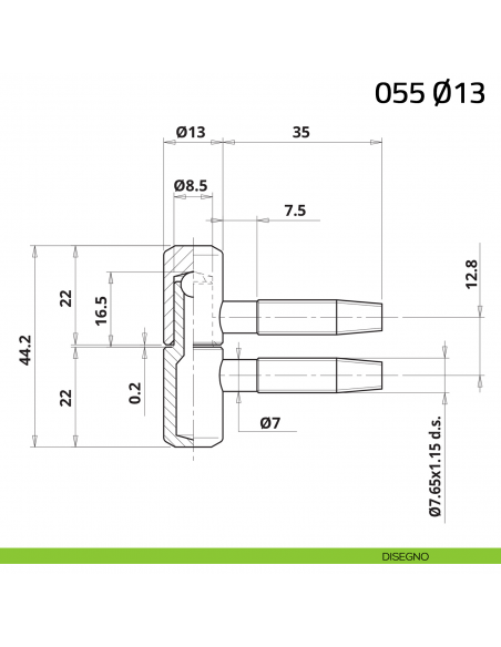 Cerniera anuba liscia Otlav diametro 13 mm nero opaco per porta in legno disegno