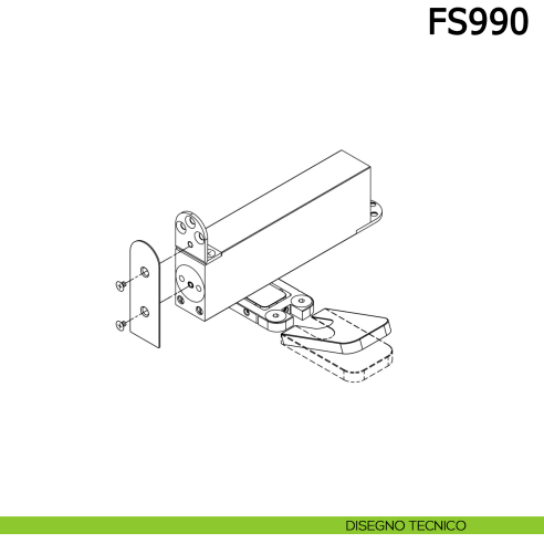 Cerniera chiudiporta a pavimento Meroni FS990 per porte a bilico pivot - disegno