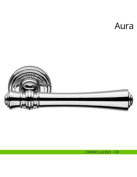Maniglia per porta interna Aura Linea Calì rosetta tonda cromo lucido