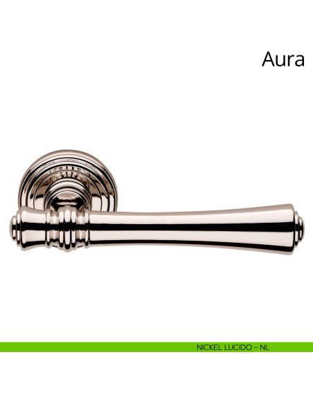 Maniglia per porta interna Aura Linea Calì rosetta tonda nickel lucido