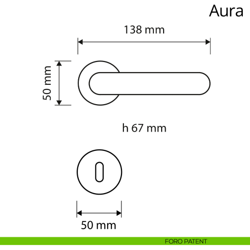 Maniglia per porta interna Aura Linea Calì rosetta tonda foro patent