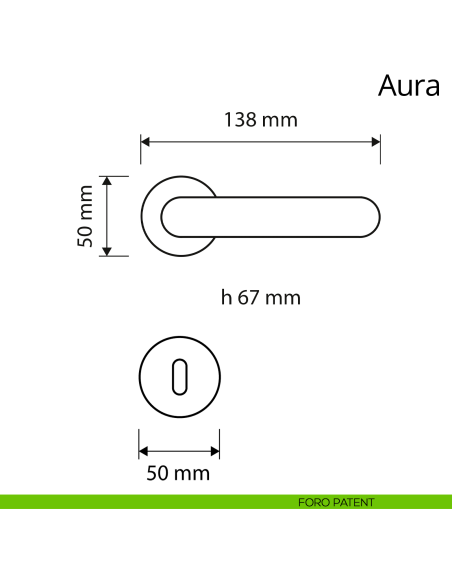 Maniglia per porta interna Aura Linea Calì rosetta tonda foro patent