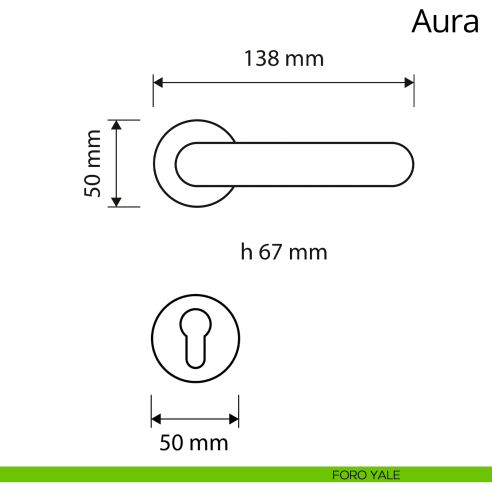 Maniglia per porta interna Aura Linea Calì rosetta tonda foro yale