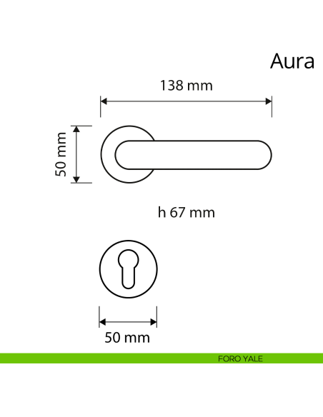 Maniglia per porta interna Aura Linea Calì rosetta tonda foro yale