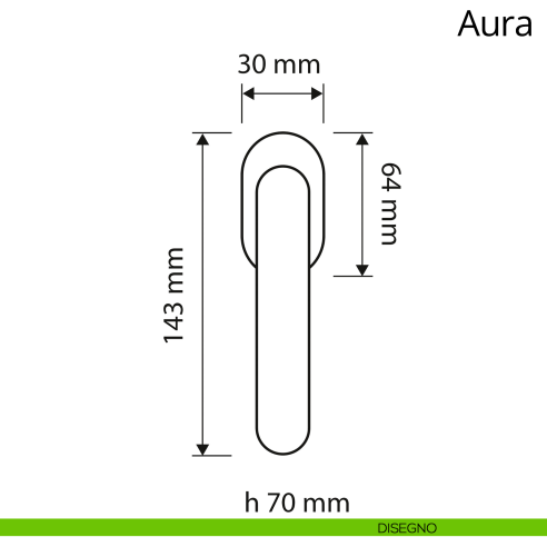 Maniglia per finestra martellina DK Aura Linea Calì disegno