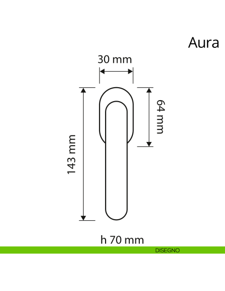 Maniglia per finestra martellina DK Aura Linea Calì disegno