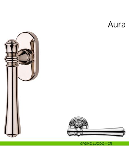 Maniglia per finestra martellina DK Aura Linea Calì cromo lucido