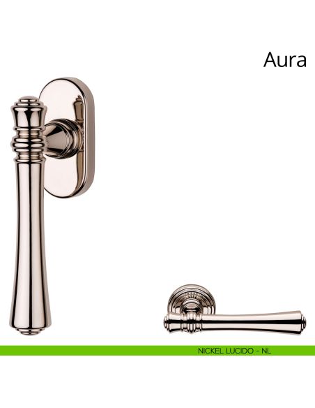 Maniglia per finestra martellina DK Aura Linea Calì nickel lucido