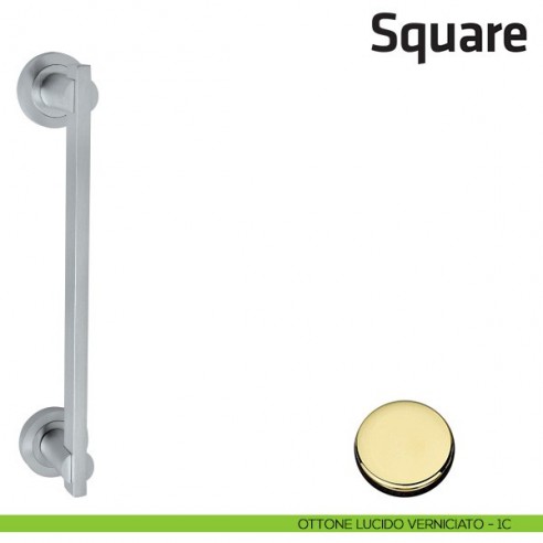 Maniglione per porta Square Comit accoppiato 288 mm ottone lucido verniciato