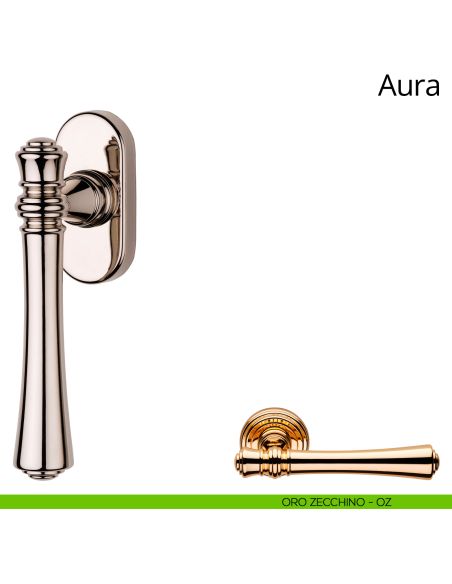 Maniglia per finestra martellina DK Aura Linea Calì oro zecchino