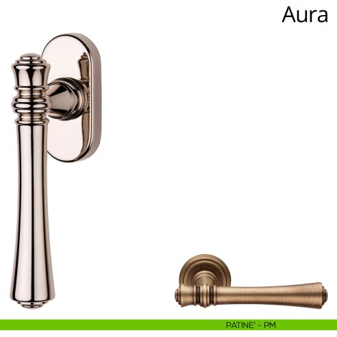 Maniglia per finestra martellina DK Aura Linea Calì patinè